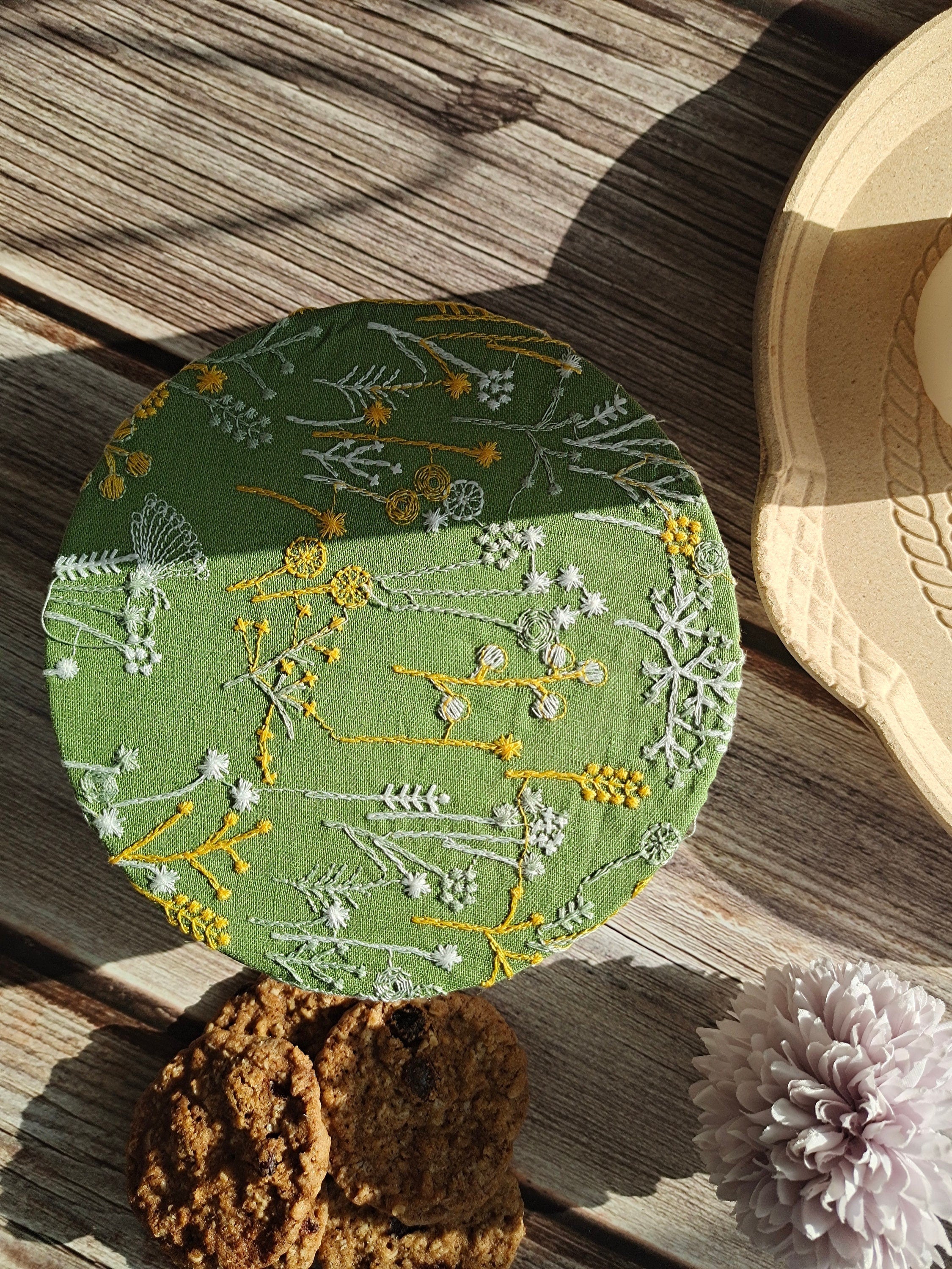 Reusable Bowl Covers Bread Proofing Cover Bread Baking Supplies, Washable Zero Waste Swap, Christmas Gift housewarming embroidery leaves