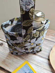 Embroidered Elegant Flower Design tote bag，bottle holder bag, bucket bag，market bag,handbag，Christmas gift