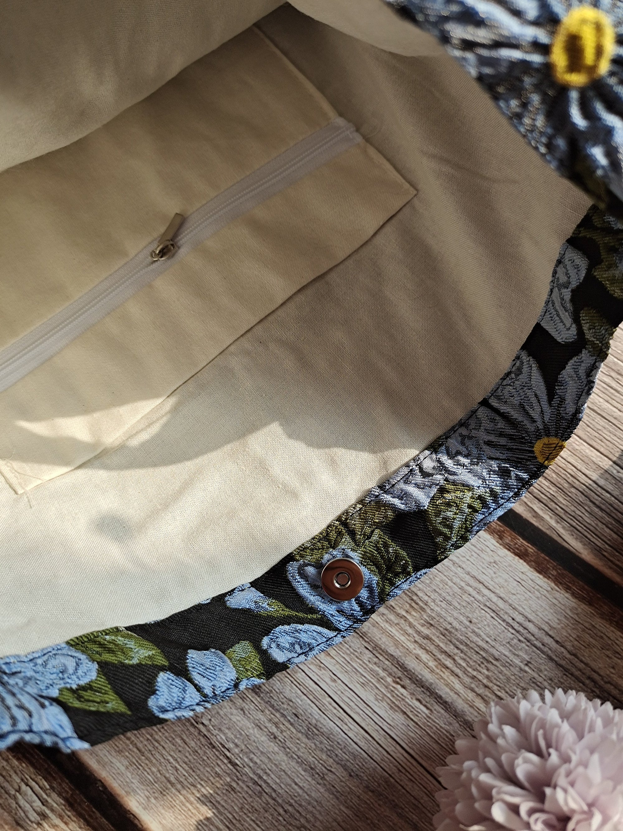 Embroidered Elegant Flower Design tote bag, shoulder bag, market bag, adjustable bag travel bag，beach bag Christmas gift