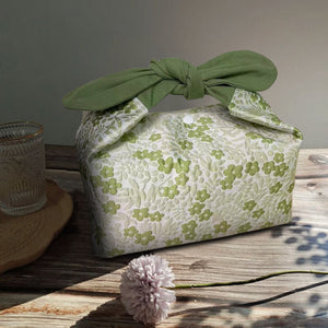 Green flowers Reusable lunch bag bento bag, zero waste , Eco Friendly  lunch box cloth School Gift for Kids women