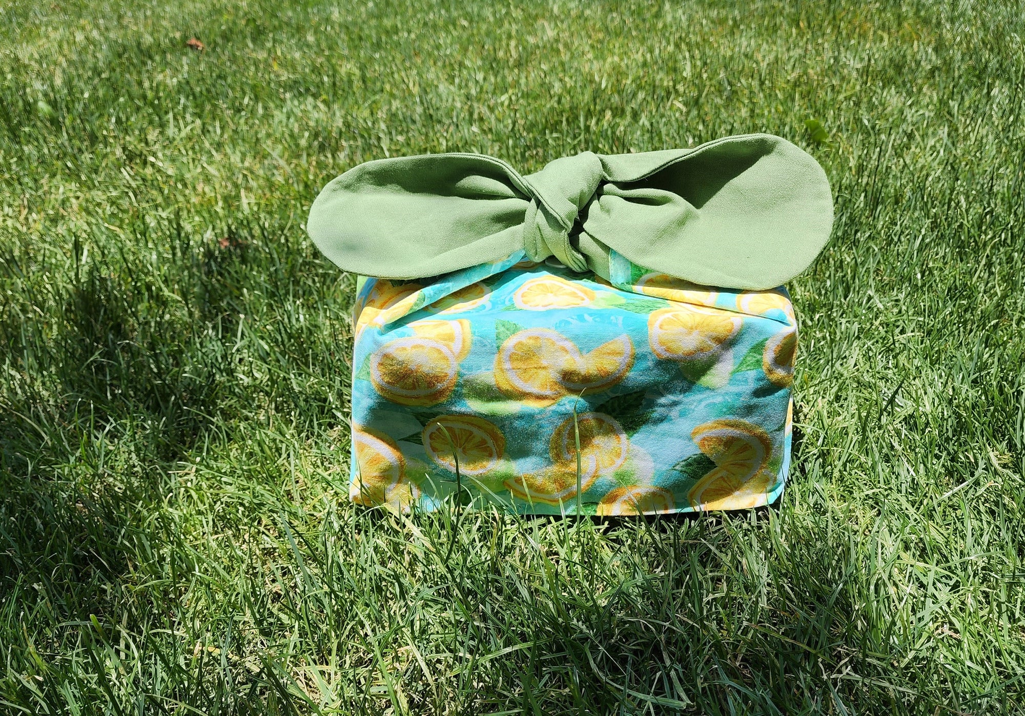 Lemon Reusable  lunch bag bento bag, zero waste , Eco Friendly  lunch box cloth School Gift for Kids women