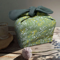 Green dandelion Reusable lunch bag bento bag, zero waste , Eco Friendly  lunch box cloth School Gift for Kids women