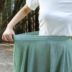 Cotton linen skirt soft and flowing linen skirt travel skirt beach skirt gift for her Light green ，Pockets and waist can be customized