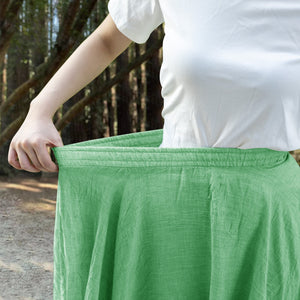 Fruit Green Cotton linen skirt soft and flowing linen skirt travel skirt beach skirt gift for her ，Pockets and waist can be customized
