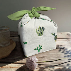 Custom Name Embroidered cactus Reusable lunch bag bento bag, zero waste , Eco Friendly lunch box cloth School Gift for her
